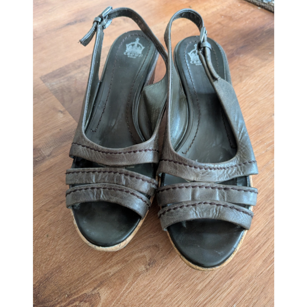 CROWN VINTAGE Gray Leather Wedge Sandals NEW Size 9